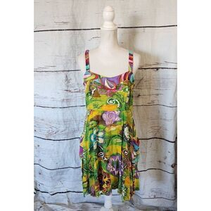 Jams World Vintage Tropical Tank Dress Size Medium